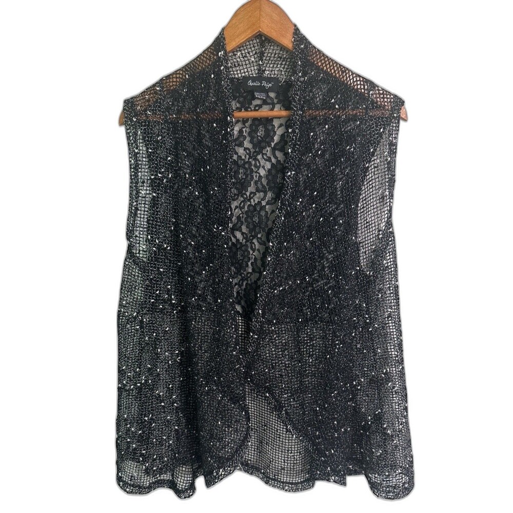 Charlie Paige Vest S/M Black Lace Mesh Boho Goth Layering